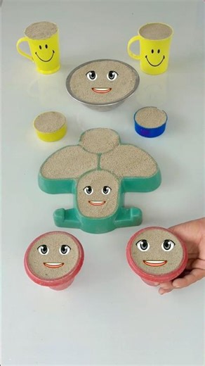 Cute Sand Shape Faces😍 Mold Art #Shorts | Satisfying Mini