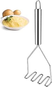 Potato Masher Stainless Steel Heavy Duty for Potatoes Avocados Beans,Dishwasher Safe(9 Inch)