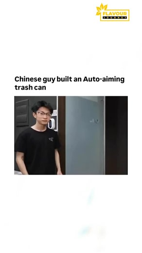 Flavor Journey on Instagram: "The post features a viral video demonstration of an AI-equipped trash bin developed by Chinese engineering studio HTX, which uses motion sensors and predictive algorithms to autonomously reposition itself and catch thrown items like paper or peels with near-perfect accuracy. Created in mid-2025 as part of HTX's series of quirky inventions—following projects like a self-painting whiteboard robot—this device highlights accessible AI integration in everyday objects, ga