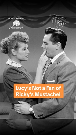 Lucy's not a fan of Ricky's mustache! #ilovelucy Now Streaming on Paramount #lucilleball #1950s #classictv #mustache