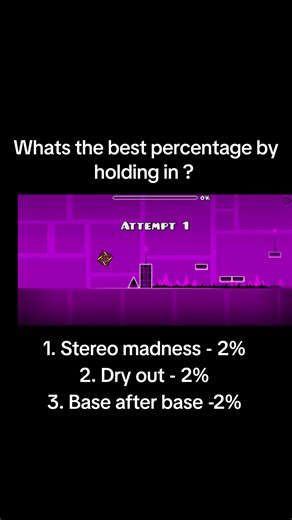 Best Percentage for Holding in Geometry Dash