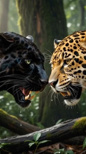 Black Panther vs Jaguar🐆 jaguar win #fighting