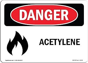 OSHA Danger Sign - Acetylene | Aluminum Sign | Protect Your Business, Construction Site, Warehouse & Shop Area | Made in The USA