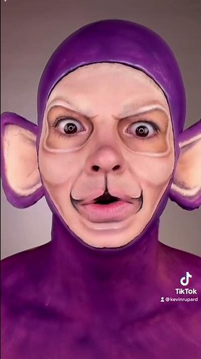 Teletubbies Tinky-Winky makeup transformation