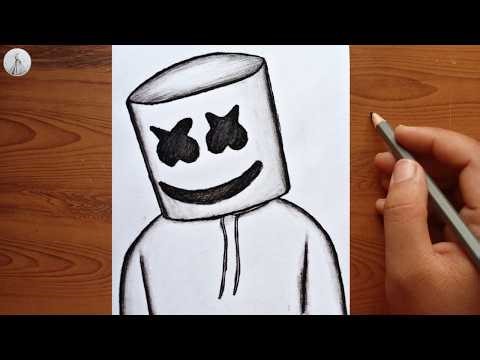 How to Draw DJ Marshmello Step by Step 🔥| Easy Cute Marshmello Drawing Tutorial