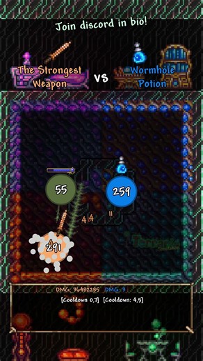 The Strongest Weapon VS Wormhole Potion #simulation #satisfying #shorts #terrariasimulations