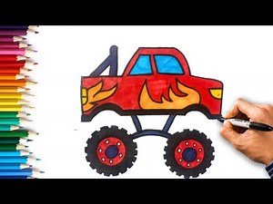 Monster Truck Drawing for Kids | Easy Step-by-Step Tutorial