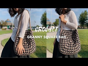 Crochet Granny Square Tote Bag Tutorial & free crochet patterns (great crochet xmas gift ideas)