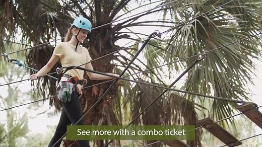 Challenge accepted! Add 5 zips and 17 elements to your next zoo adventure. Includes Zoo admission. Book Now online only & save $15. | Brevard Zoo