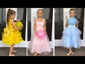 Balloon Color Challenge with Elis and new Dresses for Princess