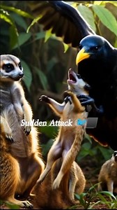 Eagle Saves Baby Meerkat from Sneaky Crow Attack 😱🦅