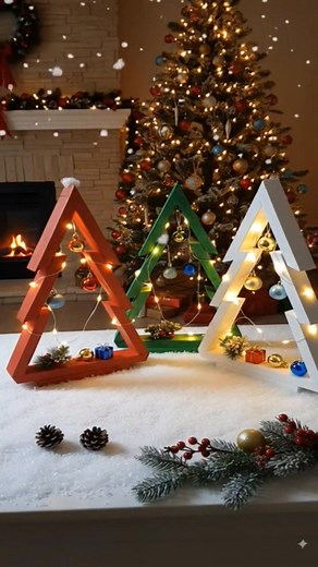 Decorative wooden Christmas trees in red, white or green. 33.5" tall.. $70 for 3. | The Wobbly Carpenter