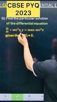 Q) Find the particular solution differential equation 𝐝𝐲/𝐝𝐱+ 𝐬𝐞𝐜^𝟐 𝐱. 𝐲=𝐭𝐚𝐧𝐱. 𝐬𝐞c