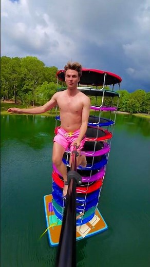 Jumping Off The NEW 13-Stack Trampoline Tower!! #shorts