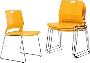 Sidanli Yellow Stacking Chairs-Set of 4