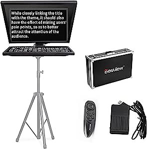 Desview 22 inch Big Teleprompter PC Computer Laptop Large Prompter Support Word TXT PDF for DSLR Professional Cameras Video Recording News Live Interview, with Wireless Remote Control and Foot Control