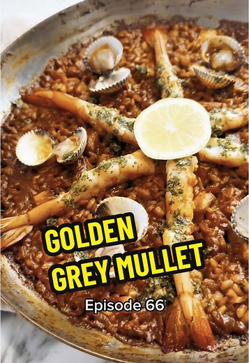 Cooking Golden Grey Mullet Seafood Paella Recipe