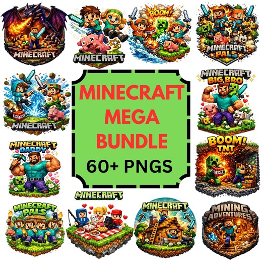 Minecraft PNG Bundle, Minecraft Clipart Bundle, Minecraft PNG Files, Gaming PNG Bundle, Minecraft Digital Download, Minecraft Sublimation - Etsy