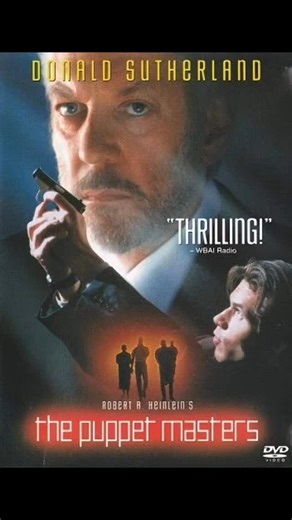 Lisa Rodriguez on Instagram: ""The Puppet Masters" (1994) is a science fiction thriller based on the 1951 novel by Robert A. Heinlein. Plot Summary: When a UFO lands in rural Iowa, a team of government agents led by Andrew Nivens (played by Donald Sutherland) is dispatched to investigate. Alongside him are his estranged son Sam Nivens (Eric Thal) and other agents. They quickly discover that the alien visitors are parasitic creatures—slug-like organisms that attach to a person’s back and take con
