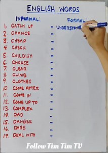 87K views · 2.8K reactions | English words: informal to formal, catch up- understand https://youtube.com/@timtimtv1125 | Tim Tim TV | Facebook