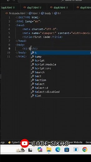 How to Run HTML Code in VS Code | Your First HTML Page Tutorial for Beginners | Code Sikho #coding