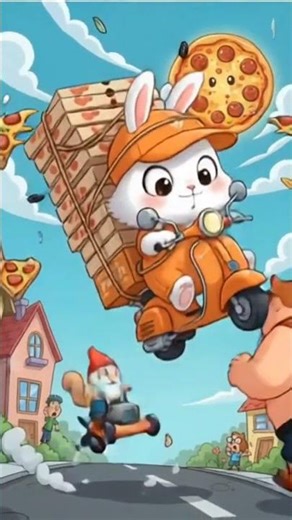 Bunny Pizza Delivery Gone Wrong 🍕🐰 | Funny Cartoon Animation | Pizza Comedy Shorts #babyvideos #3d