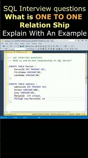 what is one to one relationship sql interview questions #sqlinterviewquestionsandanswers