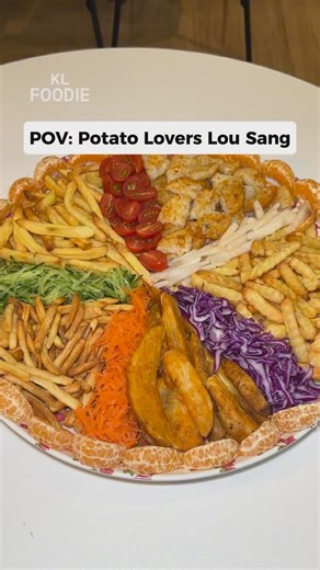 KL Foodie on Instagram: "DIY a unique Yee Sang using all things potatoes! 😍 Simply create your masterpiece with @simplotsea Shoestring Fries, Crinkle Cut Fries, Straight Cut Fries, Potato Wedges, and Hash Browns. 🥔 Don’t forget to join their Spend and Win contest happening until 28 February 2025 and stand a chance to win prizes up to RM50,000. Here’s how: 1. Purchase any 2 Simplot participating products 2. Snap a photo of purchasing receipts 3. Submit your entry and enter the Simplot Spend and