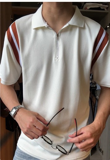 Kinwoo quarter zip polo. #fitcheck #menspolo #knittedpolo #casualoutfit #menswear