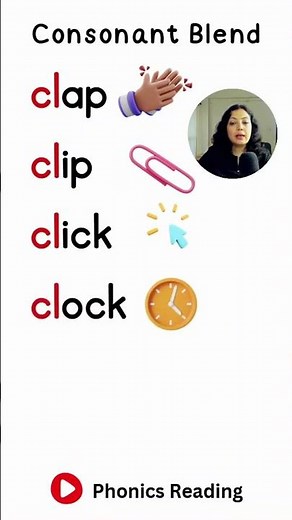 Consonanat Blend CL Words Reading Practice with Phonics