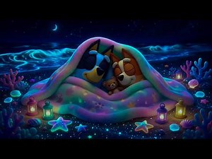 Sleep With Bluey and Bingo🌊 NO ADS Piano & Glowing Ocean Waves | Magical Deep Sleep Music