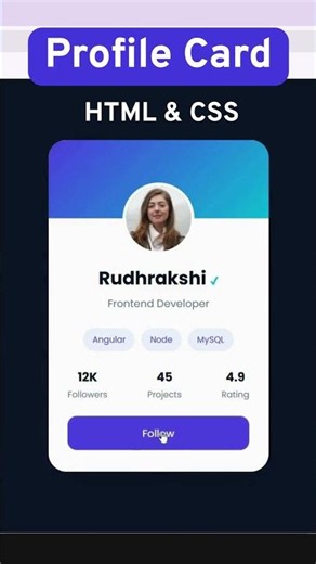 Modern Profile Card UI 🔥 HTML & CSS Project