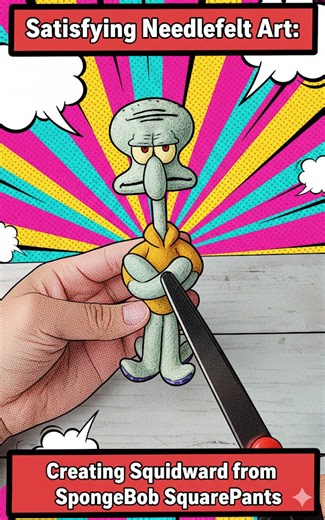 Satisfying Needlefelt Art: Creating Squidward from SpongeBob SquarePants