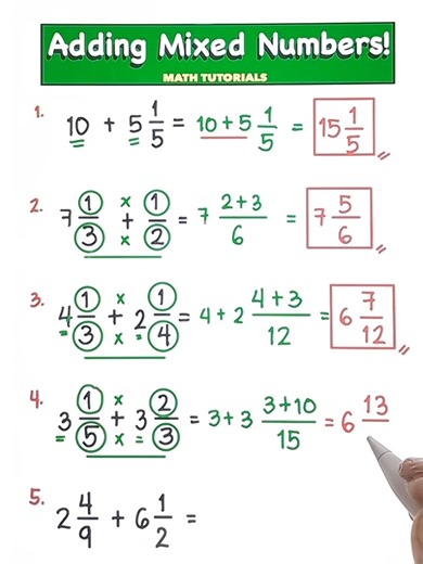 140K views · 1.5K reactions | Adding Mixed Numbers‼️ #mathtricks #mathtutor #Mathematics #Teachergon #mathtutorial #mathreview #mathematics #mathhack #maths #MathViral #MATH #math #mixednumbers #mixedfractions | Math Tutorials | Facebook