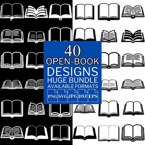 Open Book SVG Bundle: Vector Clipart for Cricut & Silhouette (digital Download, 5 Formats) - Etsy Australia