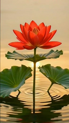 From water to wonder 🌸 Watch this red lotus bloom beautifully. #lotusflower