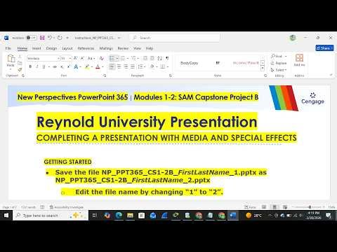 SAM Capstone Project B PowerPoint 365 Modules 1-2 Reynold University Presentation