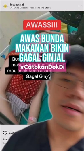 AWAS BUNDA! Gagal ginjal kayaknya jadi topik yang populer banget ya sekarang. Tapi plis jangan sembarangan semua muanya gagal ginjal dong. Asam urat itu penyakit yah kompleks apalagi pada anak-anak. Jadi gak sesimpel makan makanan tertentu lalu langsung asam urat yang jadi gagal ginjal ya. Saya izin react ya @inspacta.id | Dion Haryadi