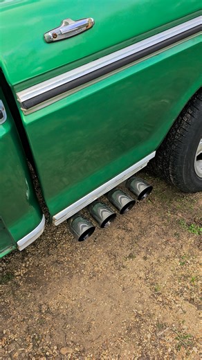Paradox Performance Muffler on Instagram: "1976 Ford F100 with a 390FE and Paradox Signature Series Mufflers. Get yours now: https://paradoxmuffler.com/signature-series-performance-muffler/ "I love the sound quality and construction of the Paradox Signature Series mufflers over my previous Thrush Welded Mufflers. I designed a custom Comp Cam, I ported and put bigger valves in the heads, long tube headers with dual 3"exhaust with H- pipe,Edelbrock Street Master single plane intake with 2" spacer 