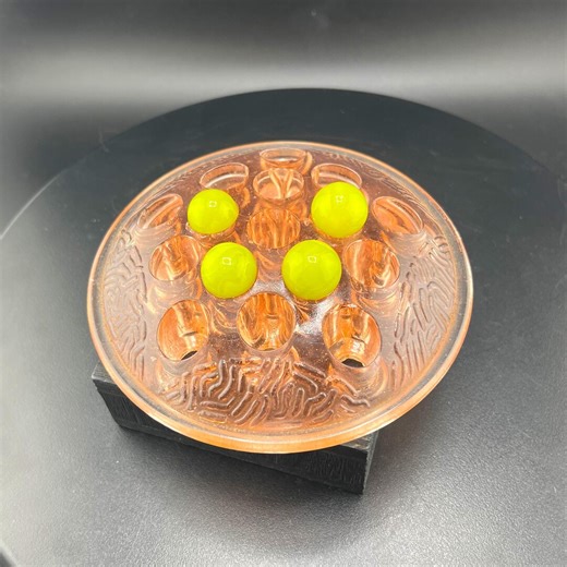 Vintage Pink Depression Glass 16 Hole Flower Frog With 4 Cadmium Glow Marbles - Green to Orange-pink!! - Etsy