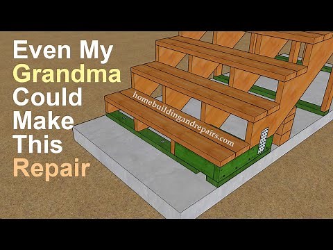 Easiest Method Possible To Repair Bottom of Rotted Stairway - Stringer or Carriage Damage