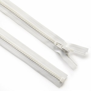 YKK® #10 White Separating Molded Tooth Zipper (Delrin® Single Pull Slider)