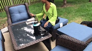 Belord Outdoor Coffee Table for Patio - 40 Inch Rattan Patio Coffee Table with 2-Layer Storage, Rectangular Tempered Glass Outdoor Wicker Table for Porch Balcony Deck Brown