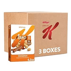 Kellogg's Special K Cold Breakfast Cereal, Zero, Keto Friendly, Cinnamon (3 Boxes)
