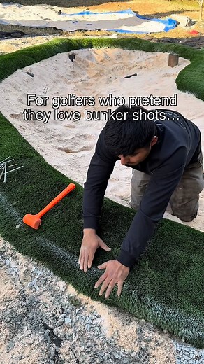 7.1K views · 12 reactions | Tried fixing my bunker game by building TWO bunkers… and somehow the bunkers fixed me instead  Real golfers… how’s YOUR bunker game? ⛳️ . . #GolfReels #GolfLife #GolferProblems #BunkerShot #GolfPractice #GolfCourseDesign #PuttingGreen #BackyardGolf #CharlotteNC #LandscaperLife | F.V. Landscaping | Facebook