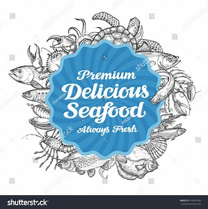 Vector Seafood Restaurant Menu Illustration Sketch: vector de stock (libre de regalías) 410447449 | Shutterstock