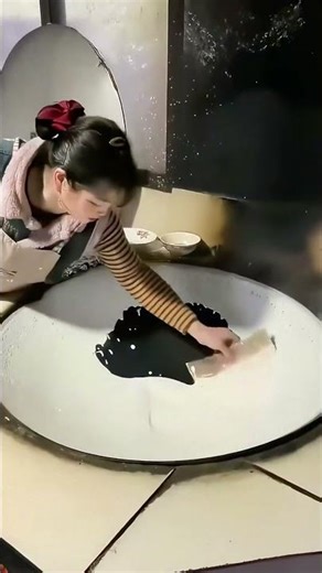 The traditional process of making crepes