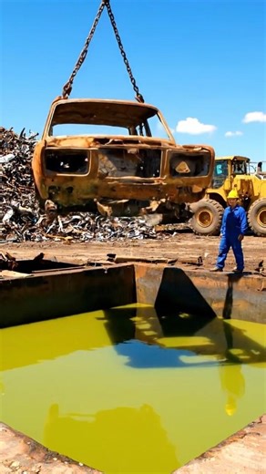 Satisfying Rust Removal: Dipping a Classic Car in Acid! #shorts #viral #satisfying #trending
