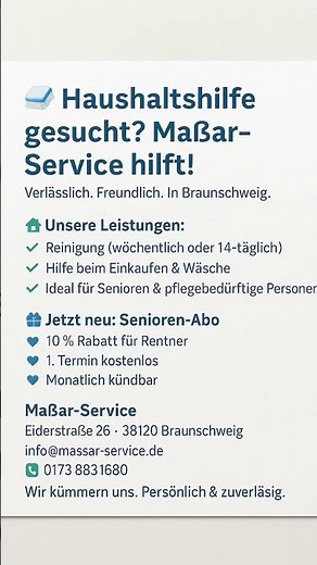 Haushalthilfe gesucht? Massar-Service hilft! #handwerk #gebäudereinigung #braunschweig