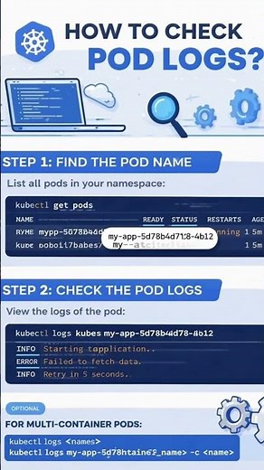 How to check pod logs in K8s ? Full course link in description 👇